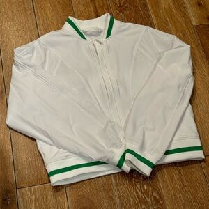 MPG white and green bomber jacket ; size small